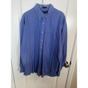 Hathaway Sport Mens Button Down Shirt Blue White Stripe Cotton‎ XL
